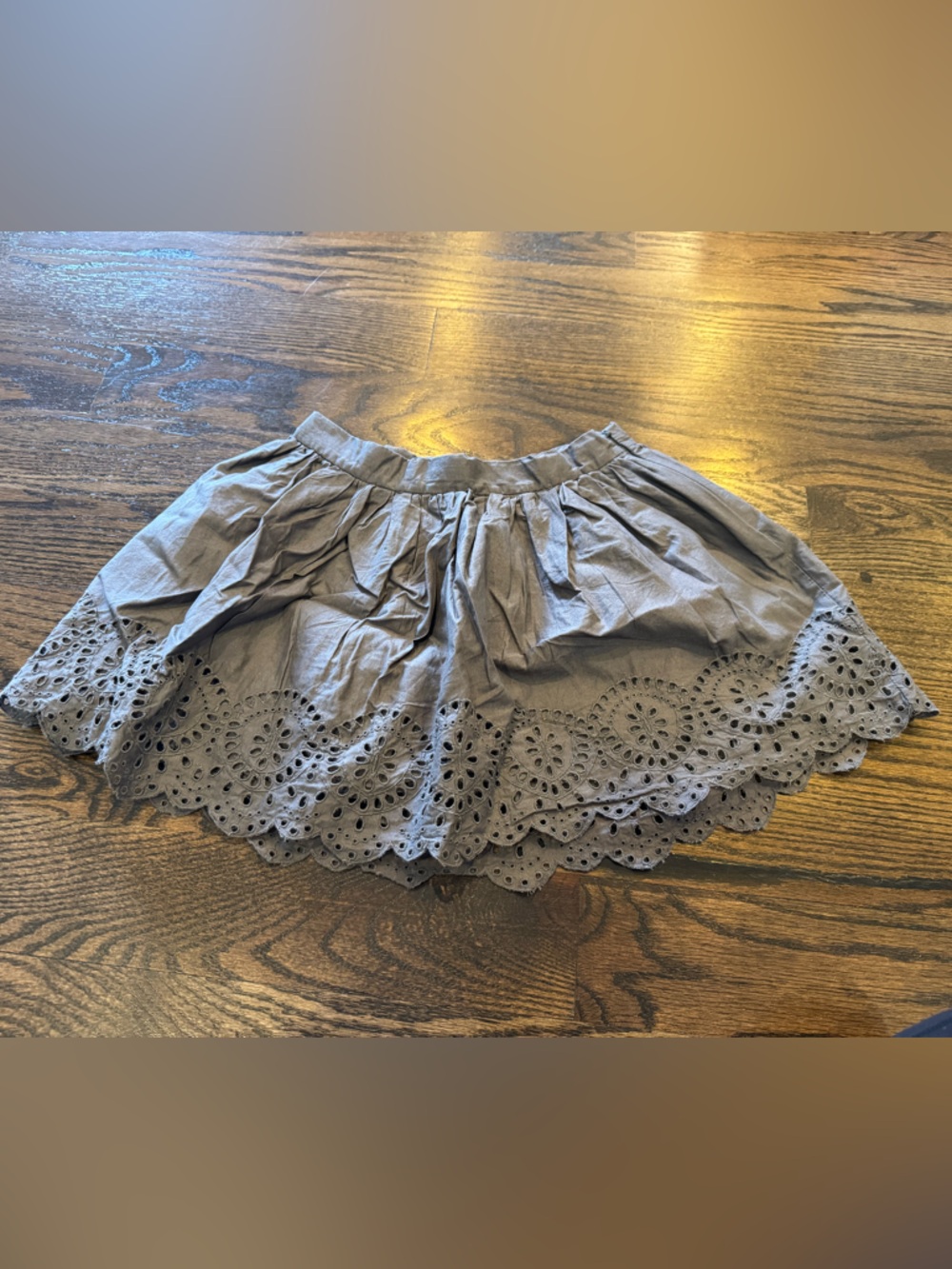 GAP Gray Eyelet Lace Hem Skirt